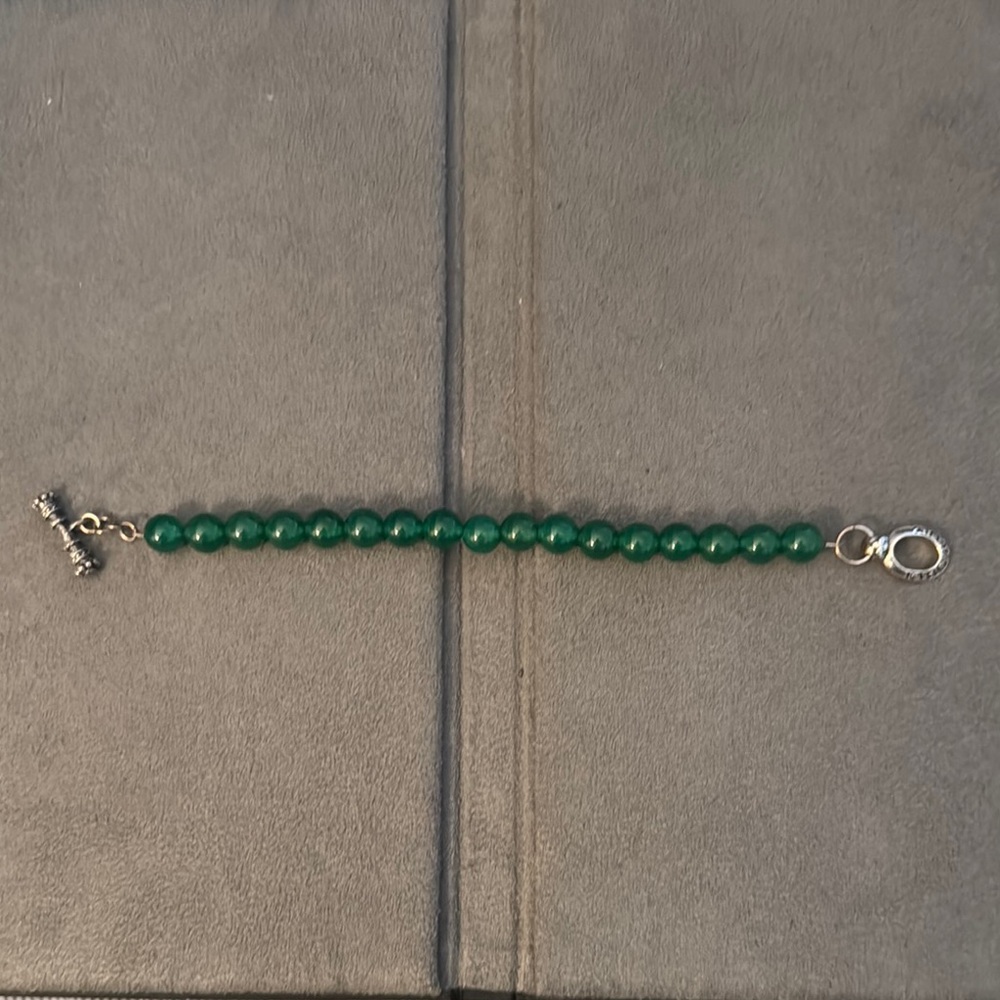 King Baby Green Agate Bracelet with Silver Toggle Clasp - Picture 3 of 7